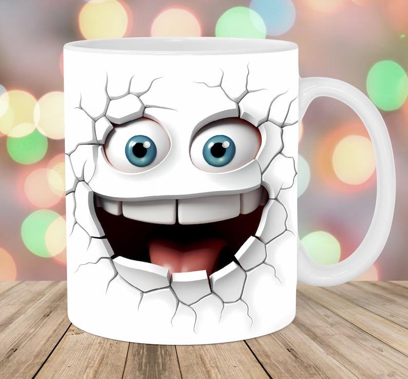 3D Emoji Smiley Ceramic Coffee Mug Tea Cup Funny Face Smiley