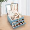Elegant Three-Layer Leather Jewelry Box - Necklace, Earrings & Accessories Storage
