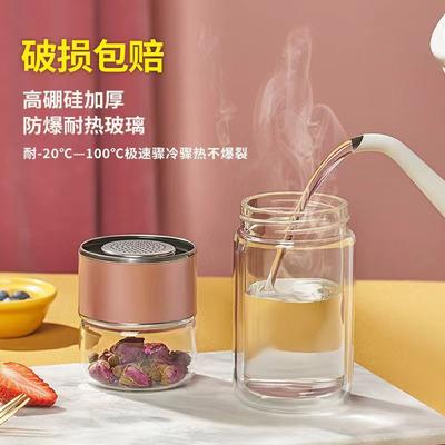 High Borosilicate Glass Tea Water Bottle Double Layer Infuser Tumbler with Tea Filter Drinkware Water Cup for Brewing Bottle