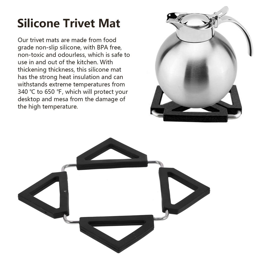 Silicone Trivet Mat Stainless Steel Hot Pot Holder NonSlip Coasters Heat Insulation Bowl Mats Foldable Table Pad Tableware Placemat for Hot Pans Bowls