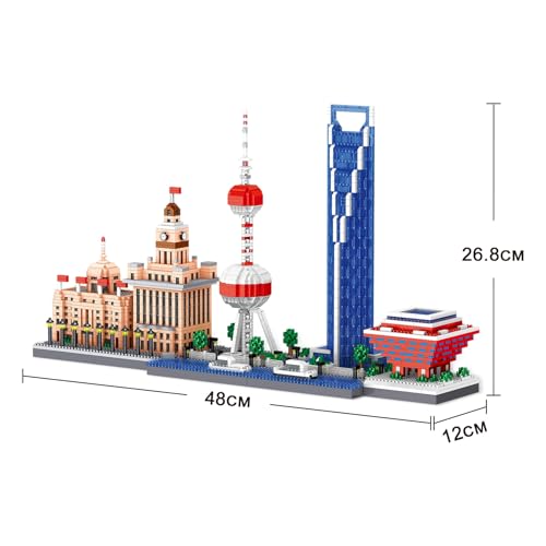 LULUFUN Micro Blocks Shanghai City Series Skyline Architecture Bund Building TV Tower Building Blocks Toy Gift Interior Decor Adult Time Killer Birthd