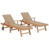 Day and Night - Day and Night Loungers 2 Units Solid Teak Wood with Cream Cushion