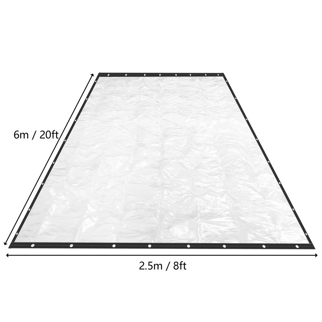 Outdoor Clear Panel Curtain, PVC Outdoor Clear Curtain, All Weather Patio Curtain Outdoor Waterproof Curtains for Porch,(8x20ft)
