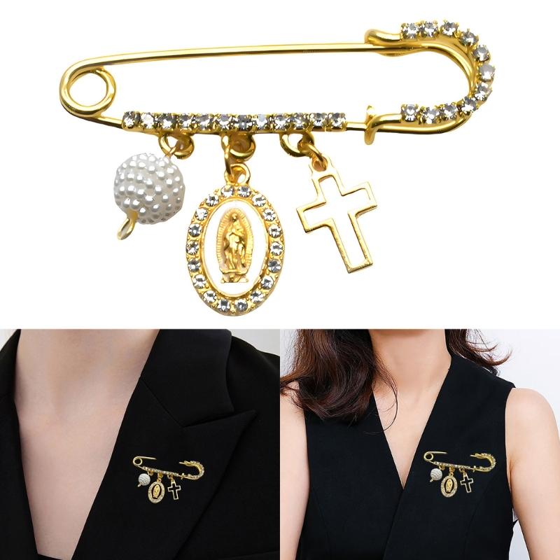 Elegant Crucifix Hollow Out Brooch For Women And Men Fashion Jewelry Accessory With Zinc Alloy Materials