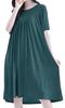 Roiyezo Loose Super Long Short Leisure Solid Green Women's Loungewear, Loungewear, Dress, Fit, Elastic, Nightgown, Sleeves, V-Neck, Pajamas, Popular,