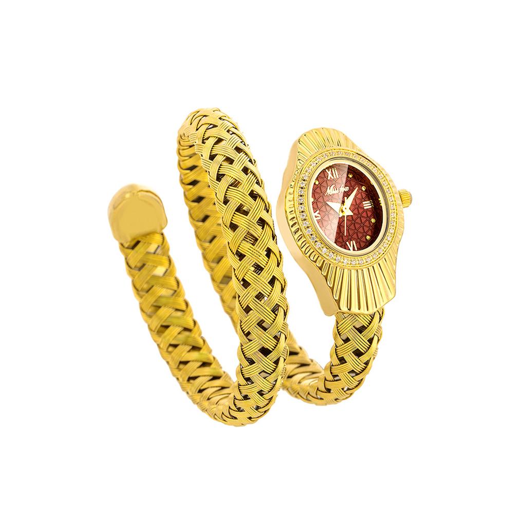 Fashion Women Snake Shape Quartz Watches Weave Design Steel Strap Luxury Rhinestone Dial Wristwatch Girls Clock Reloj Mujer