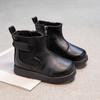 Girls Fashion Boots Solid Color Kids Short Leather Boot Non-slip Round-toe Children Winter Warm Boots Casual Side Zipper