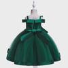 Beaded One-Shoulder Satin Mesh Flower Girl Dress