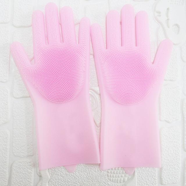Silicone Cleaning Gloves Multifunction Magic Dish Washing Gloves for Kitchen Household Scrubbing Brush Hand Protector Tool