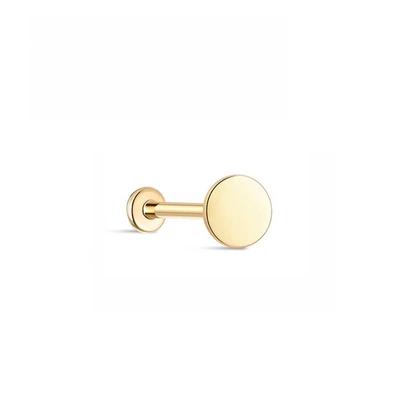 Solid 18K Gold Internally Threaded Nose Stud Earring Smooth Round Cartilage Flat Base Short Post Body Piercing Jewelry