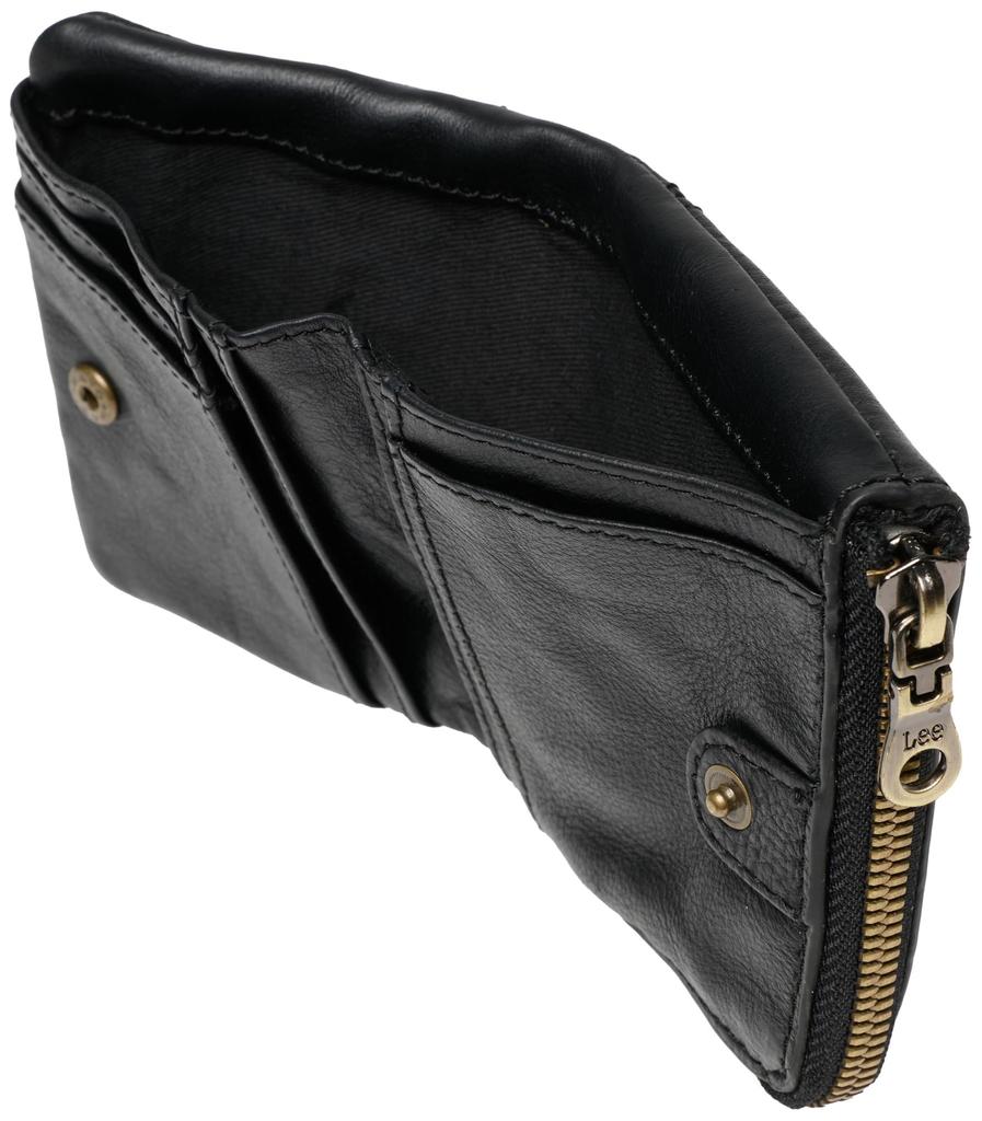 Lee Loose II Bifold Holds Electronic and with Cowhide Black Wallet, Compact, Coins, Cards, Money, Bills, Pocket-Stitched Leather, 320-2111,