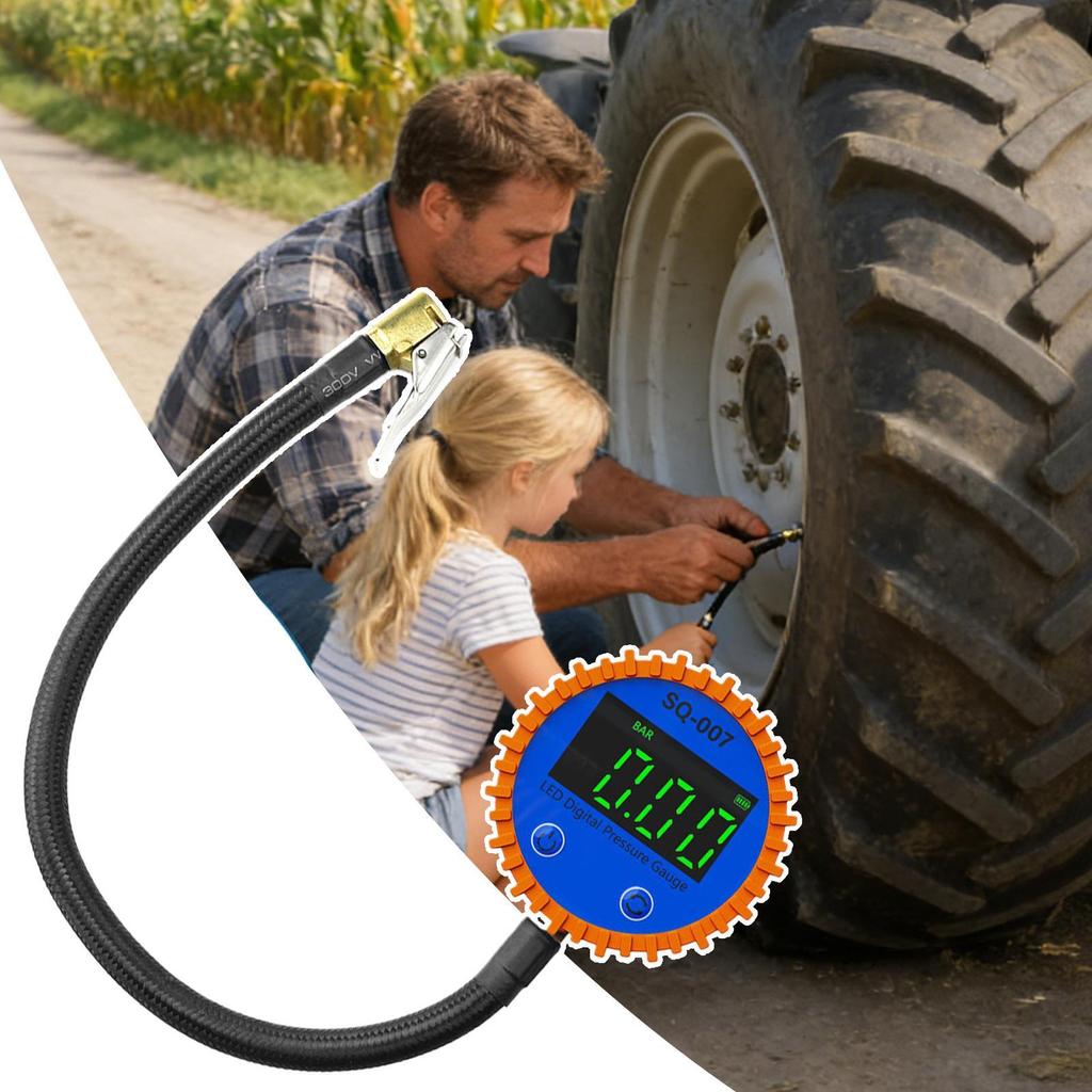 Air Gauge Tire Pressure Digital Heavy Duty Compressor Accessories Digital Tire Pressure Gauge With Inflator For Trailer RV Truck