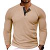 Men's Solid Color Round Neck Long Sleeve T-shirt Casual Sports Raglan Top