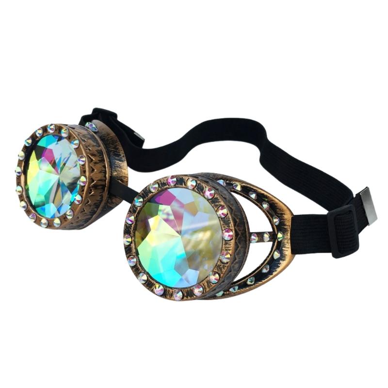 Kaleidoscope Goggles Steampunk Goggles Glasses Halloween Cosplay Party Costume Accessory Psychedelic Raves Goggles