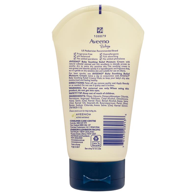 Aveeno Baby Soothing Relief Fragrance Free Moisture Cream 140g