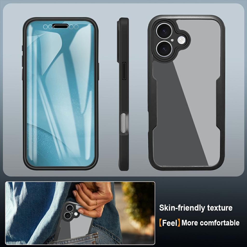 For iPhone 17 Case Acrylic+TPU Clear Phone Cover with PET Screen Film