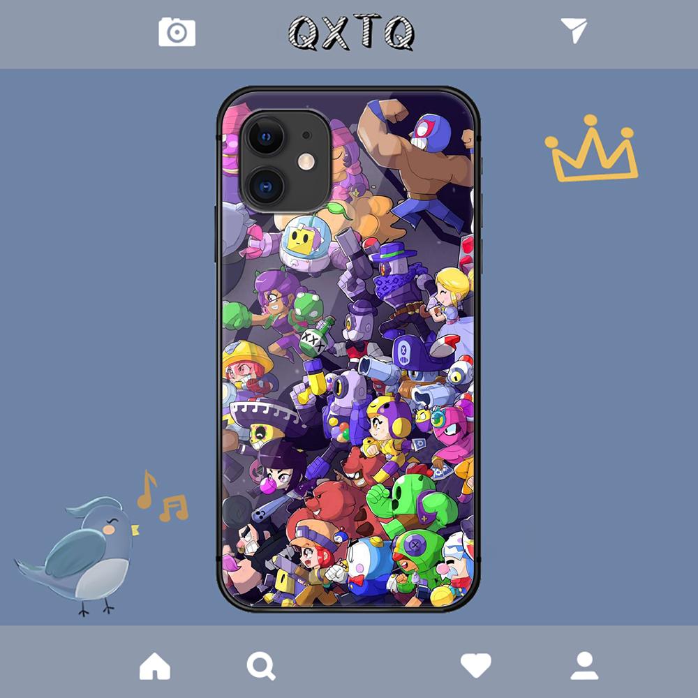 Kreslený herní kryt Brawl Stars pro iPhone Samsung Galaxy Redmi Note S 17 16 15 14 13 20 24 25 54 Pro Max Ultra Fe Kryt z tvrzeného skla