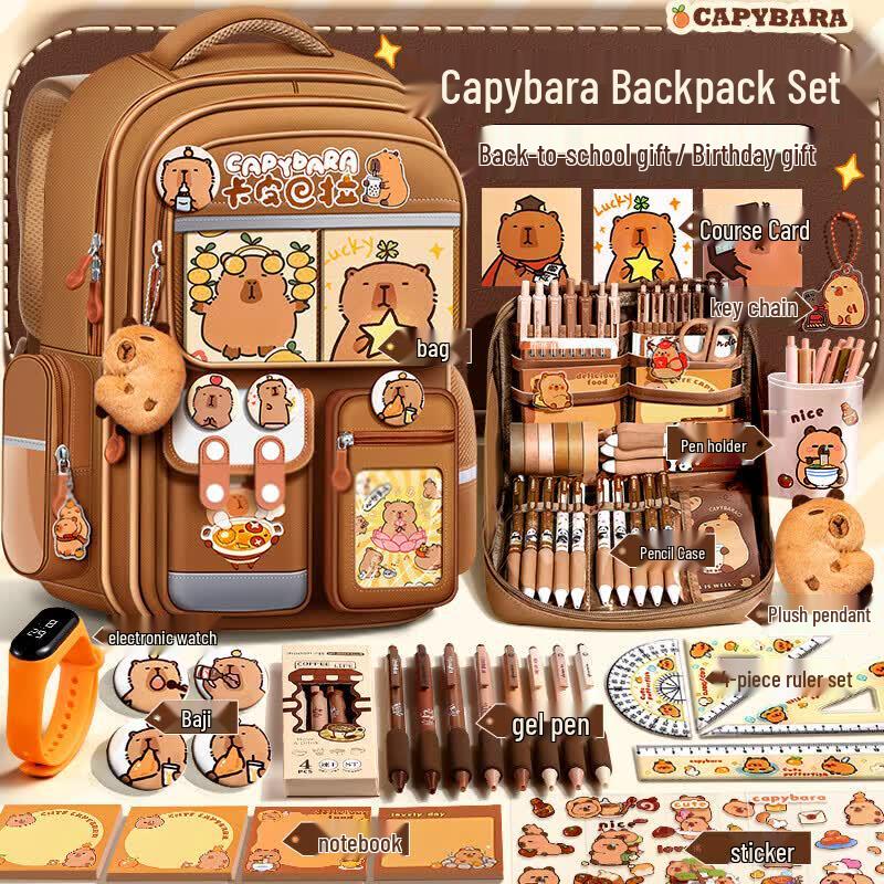 BenYi Capybara Kids Ergonomic Backpack Gift Set