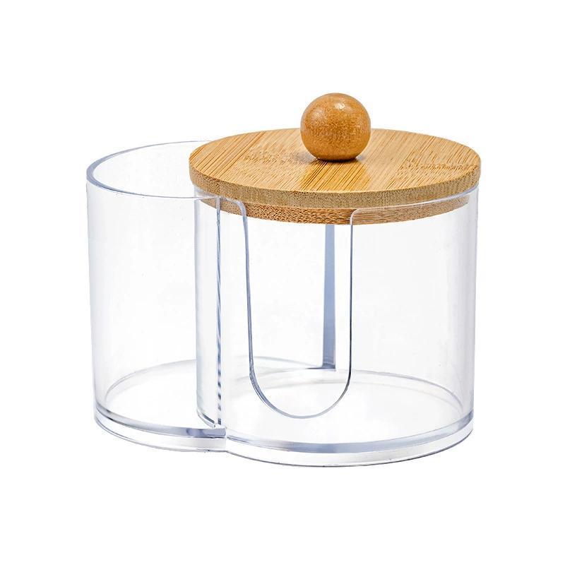 2-in-1 Cotton Swab Makeup Remover Cotton Integrated Storage Box Desktop Makeup Cotton Double Hole Storage Box Covered StorageBox