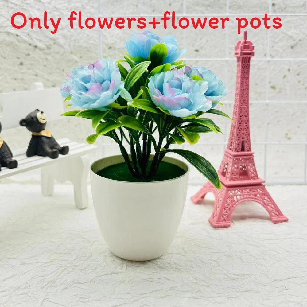 Peony Rose Artificial Flower Arrangement With Plastic And Silk For Indoor Decoration