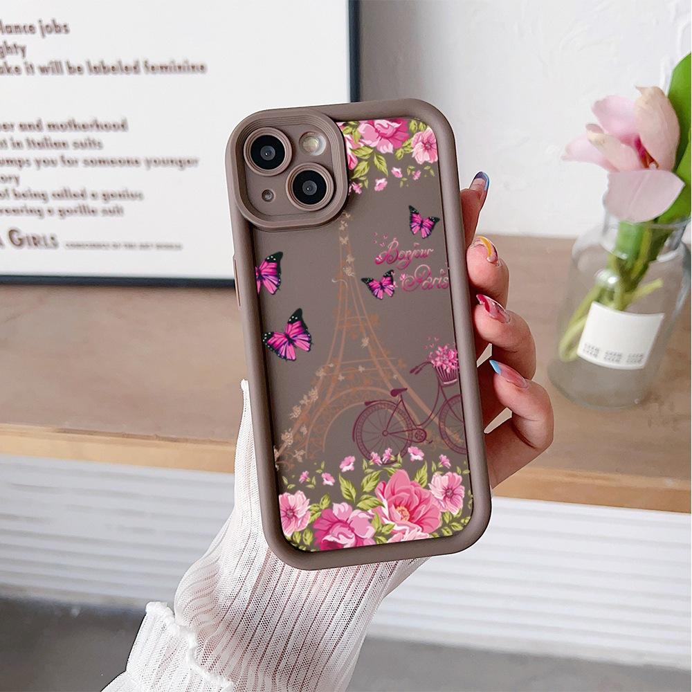 Applicable to Apple 16Promax European and American hot-selling soft case 14pm flower butterfly 15 painted IP13pm mobile phone case 11