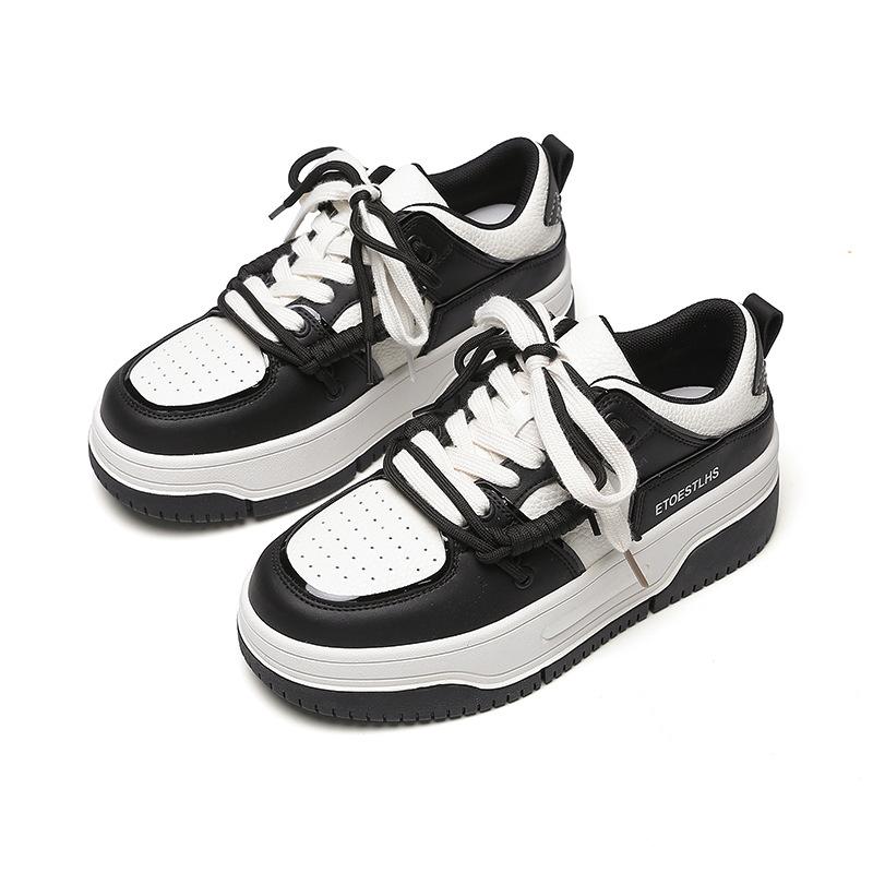 Factory straight hair leather women's shoes board shoes new casual versatile platform white shoes heightening Internet celebrity hot selling women's