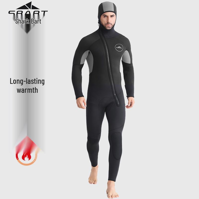 SBART 5/7MM Thick Wetsuit One-Piece, Cold-Protective & Warm Diving Suit with Velvet, Jellyfish Resistant