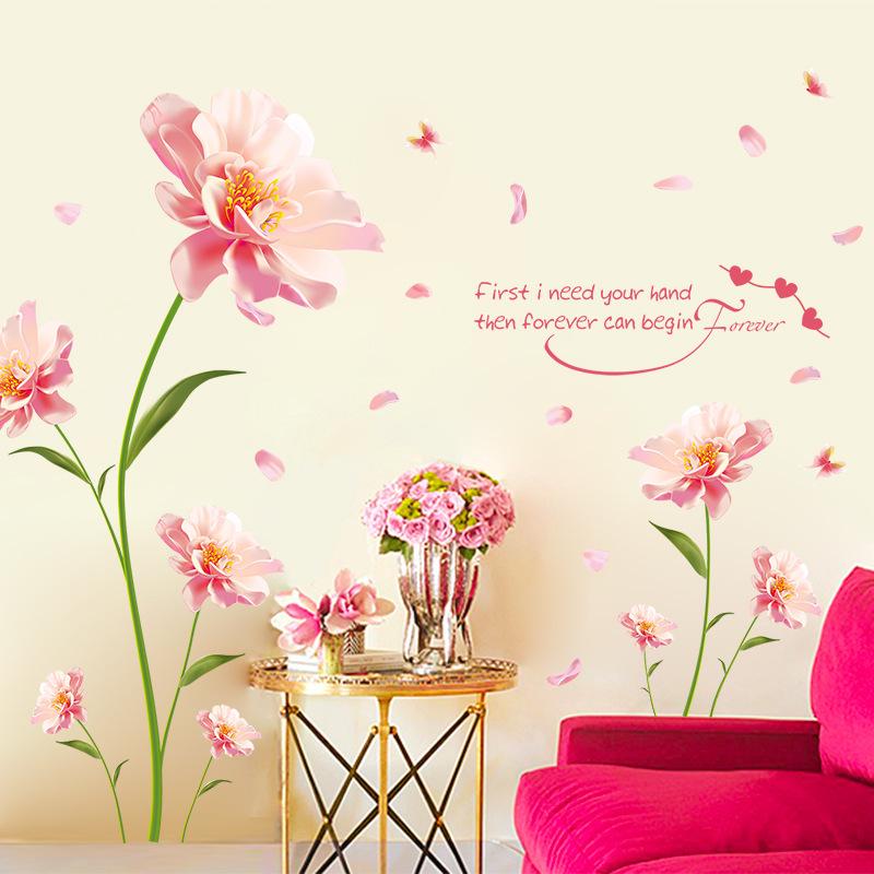 XL8188 Romantic Floral Wall Sticker for Bedroom & Living Room Décor