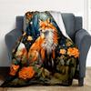 1 Stück Fuchs Waldblumen Flanelldecke, Bequeme und Warme Decke, für Camping Sofa Bett und Couch Büro016
