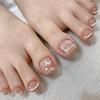 Light Dream White Butterfly Blush Love Flash Diamond Pearl Ins Wind Foot Nails Removable 24 Pieces