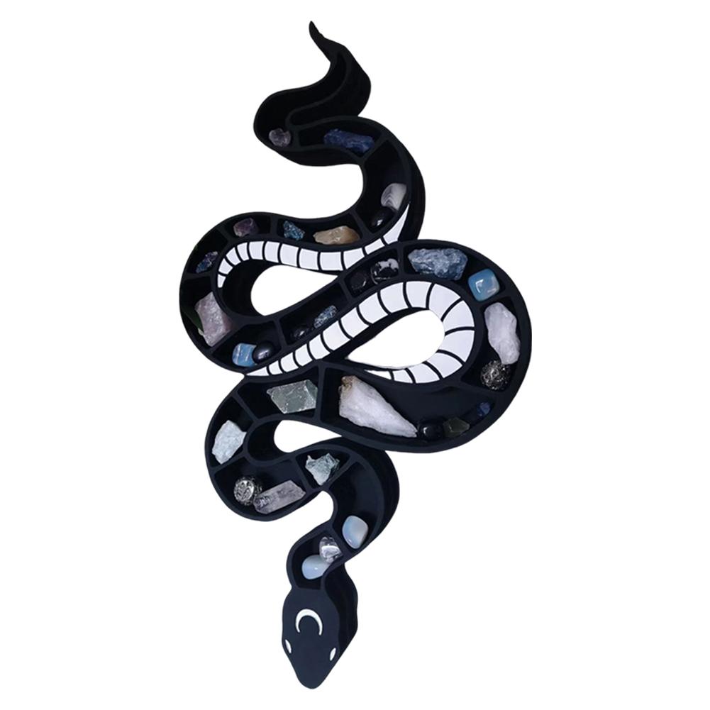 

Wooden Snake Crystal Stones Shelf Decorative Crystal Rack Mineral Rocks Storage Ornament for Home Decoration