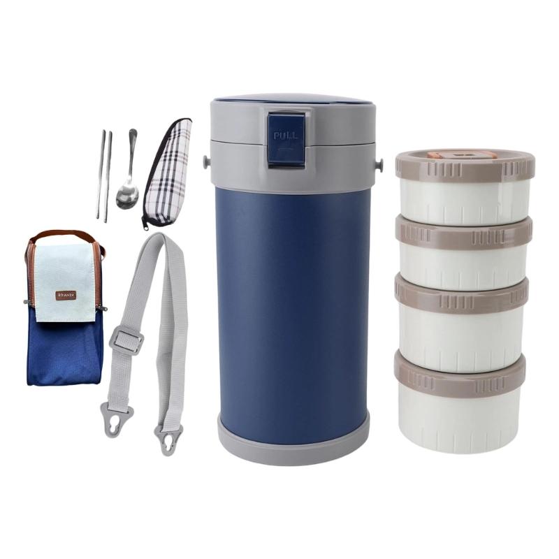 Insulated 304 Stainless Steel Food Jar 2.9L Includes Cutlery Set Practical Leak Proof Lunch Box with Carrying Bag
