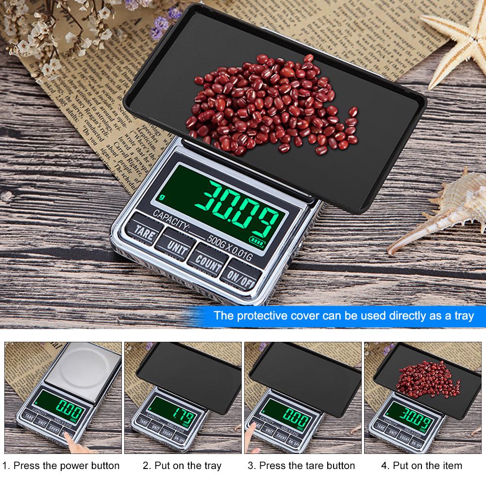 1000g x 0.01 USB Charging Small Kitchen Scale Mini Jewelry Electronic Scale