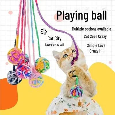 Kedi oyuncakları: Yün Toplar ve Çıngıraklarla Kendini Eğlendirme Çubukları Kaşımak, Sıkıştırmak, Deşarj Olmak İçin - Güvenli ve İlgi Çekici Oyun Zamanı.