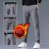Black Label Plus Men's Slim Fit Tall Straight Fleece Pants - Autumn/Winter Korean Casual Trousers