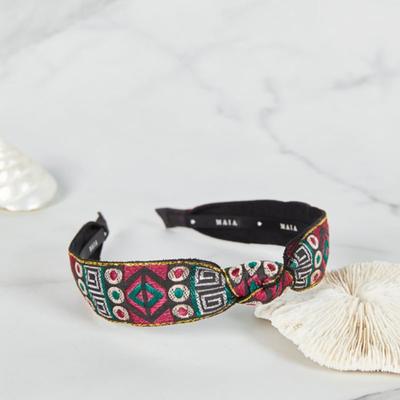 Pearl Flower Jacquard Hairband A - Knotted Violet