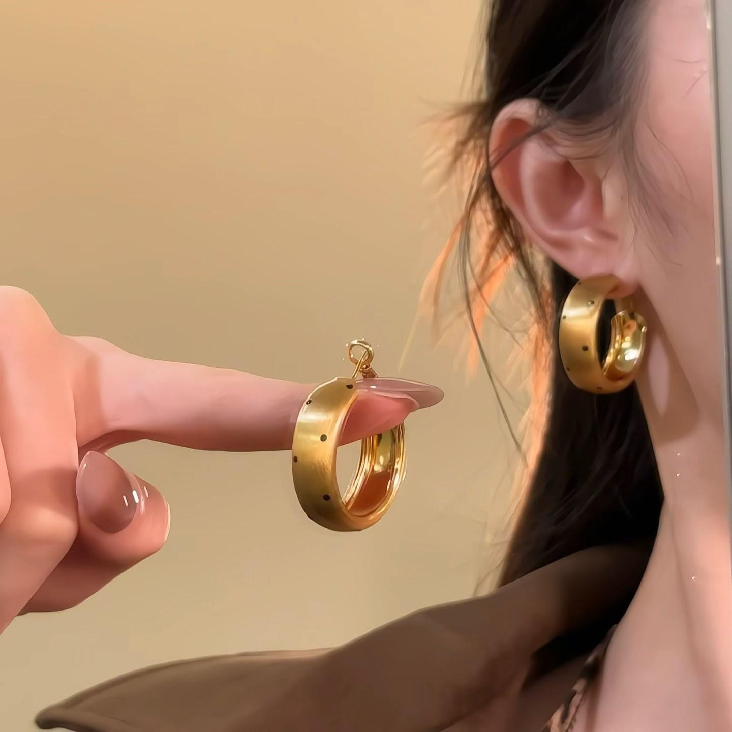 

Love Pi Geometric Metal Polka Dot Earrings New Popular Premium Earrings Earrings Earrings Women