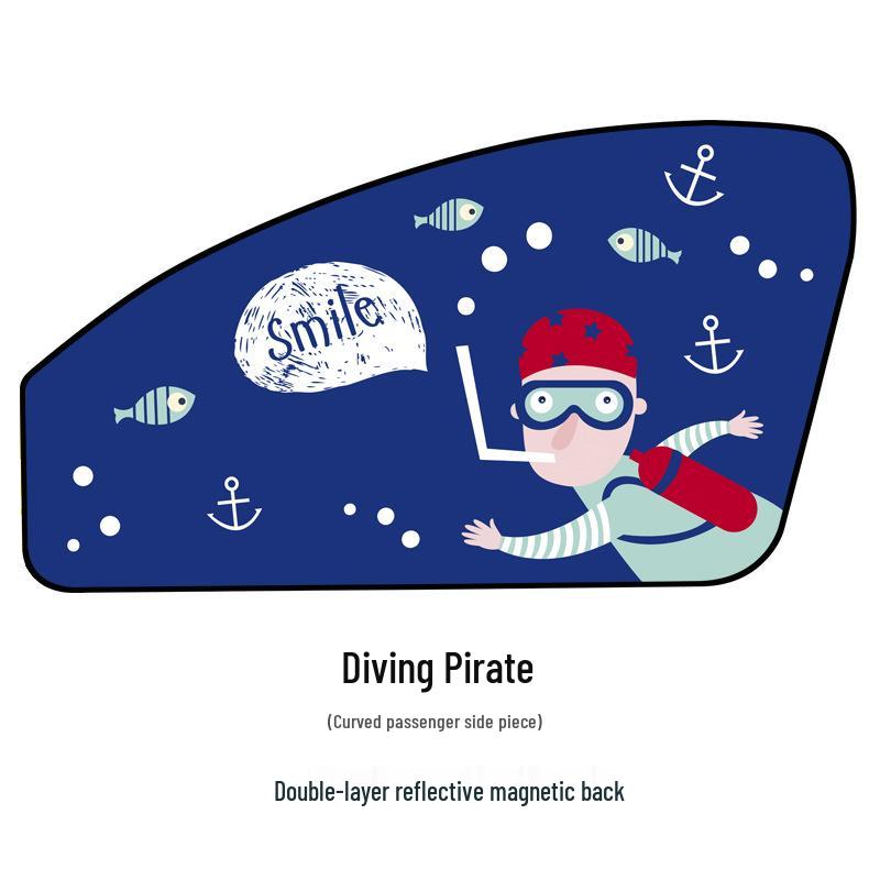 Car Magnetic Curtains - Cartoon Pirate UV Protection Blackout Sunshade