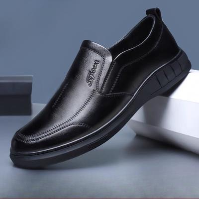 New Casual Leather Shoes for Business Comfort and Versatile Work Shoes for One Foot Lazy Shoes Black Middle-aged Daddy Leather Shoes