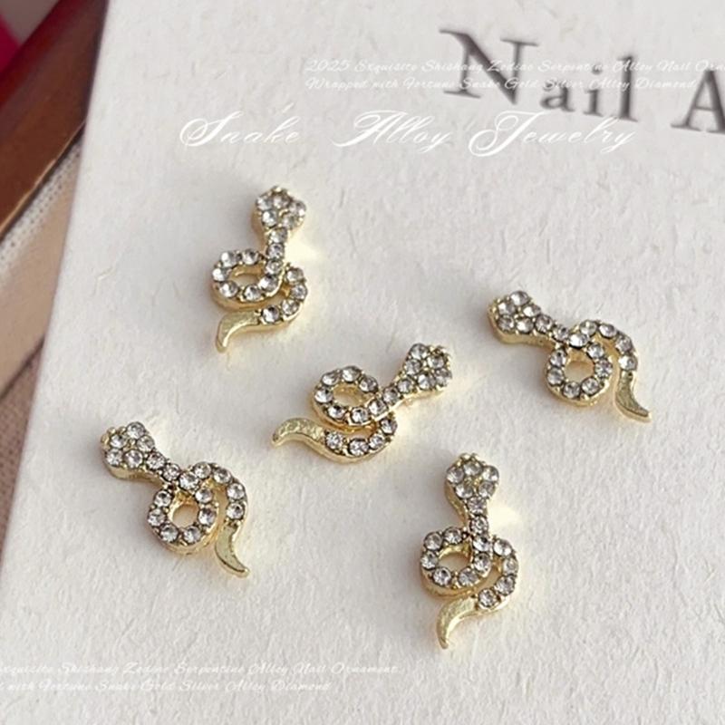 5 Pcs Snake Nails Charms Nails Art Rhinestones 3D Snake Nails Art Charms Nails Art Decorations for Crafts Jewelry Making