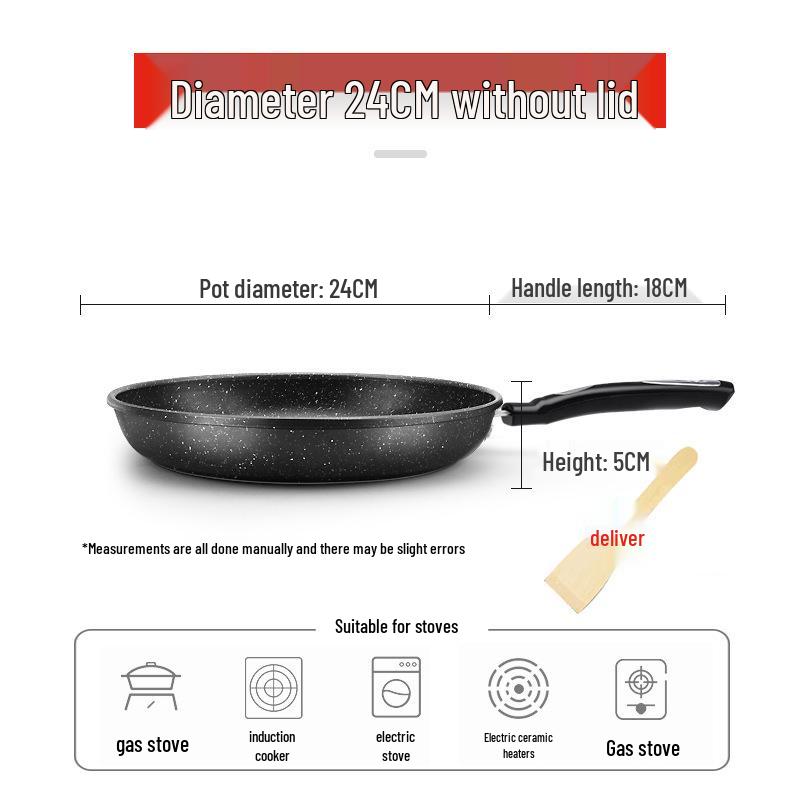 Silver Non-Stick Medical Stone Frying Pan - Universal Stove-Compatible for Pancakes and Steaks