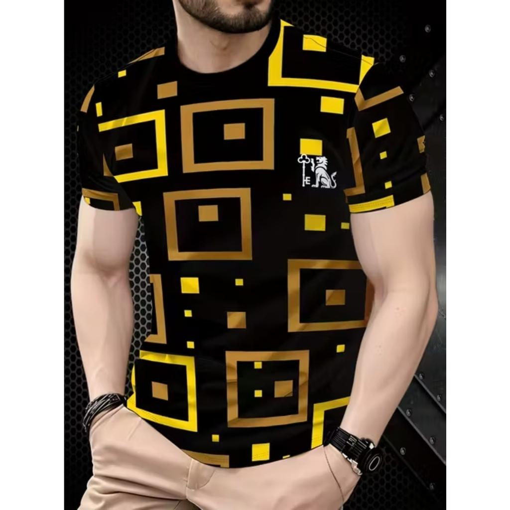Neues Sommer-T-Shirt für Herren: Modisches, schlichtes Muster, bedrucktes Oberteil