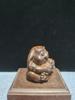 Chinese Vintage Boxwood Carved Cute Rabbit Statue Collection Figurines Gift Art