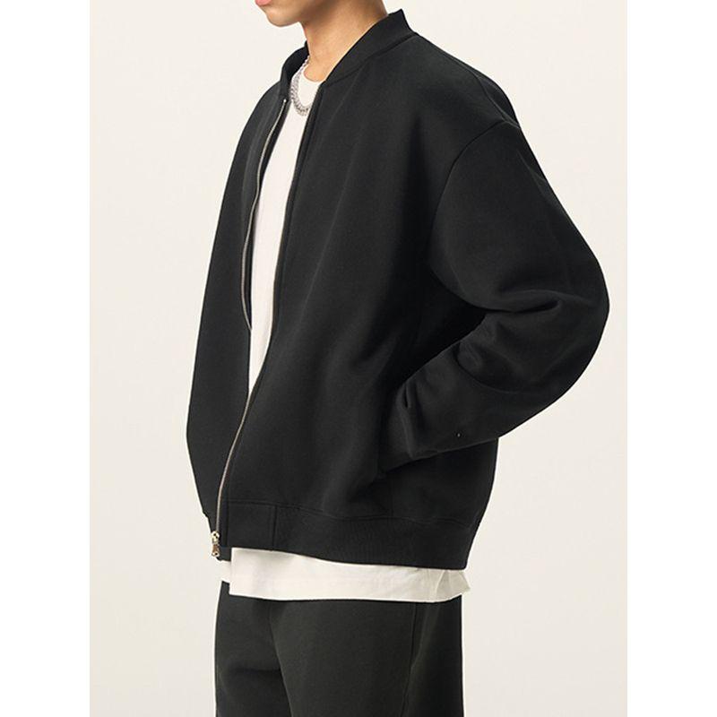 Baseball Collar Jacket for Men, Fleece-Lined, 2025 New Spring and Autumn Youth Trendy American Style Zip-Up Cardigan Sweatshirt for Men