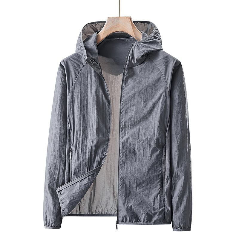 Sunscreen Clothing Outdoor Cycling Men's Hooded Light and Breathable Nylon Yarn Summer Trench Coat Mountaineering Jacket