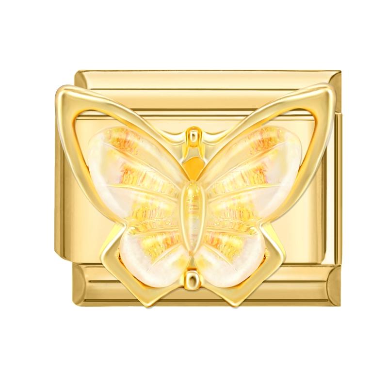 New Y2K Gold Color Butterfly Moon Bow Shell Star Pearl Pendant Italian Charm Link Fit 9mm Stainless Steel Bracelet DIY Making