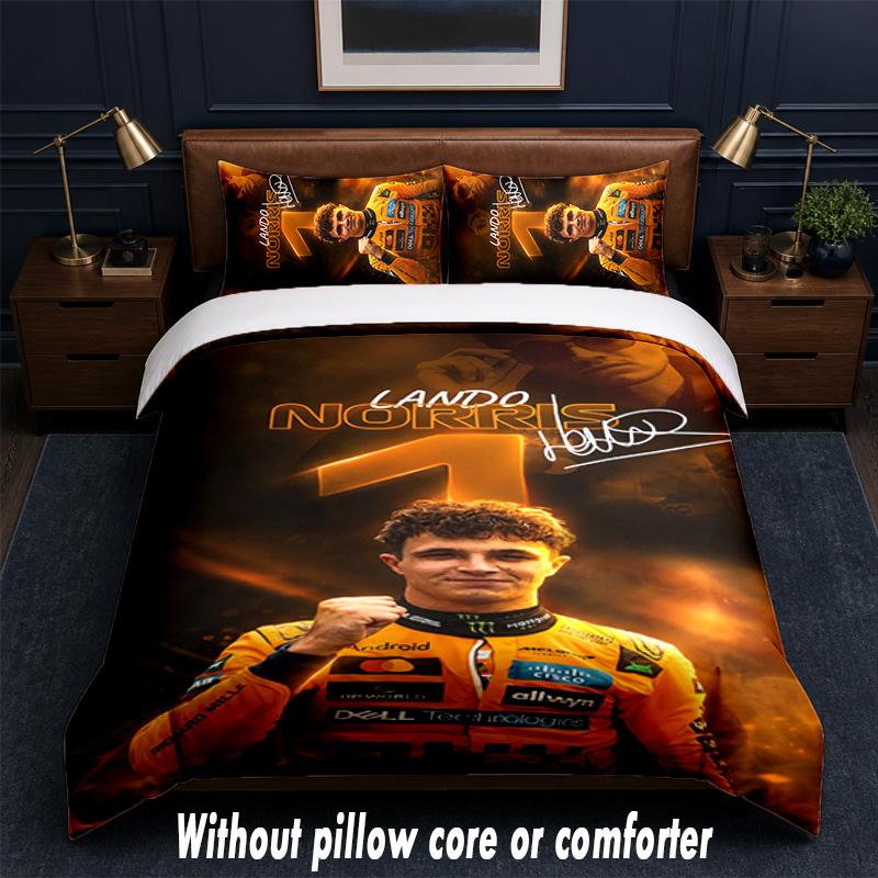 Lando Norris Design Bed Bedding Set 1 Duvet Cover + 2 Pillowcases Soft Breathable Household Bed Linens
