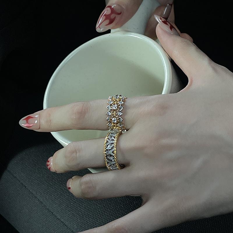 French Medieval Fashion Open Ring Light Luxury High Sense Personality Hollow Ring Index Finger Ring Women