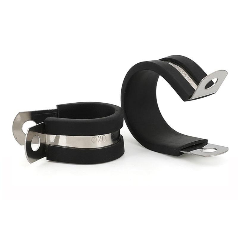 

6-50mm Stainless Steel Hose Clamp Rubber Lined Clips Wiring Hose Clamp R-Type Pipe Mounting Fix Bracket Cable Fasteners Hardware 6mm