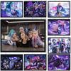 Hra League Of Legends Figurka KDA Plakát LOL Evelyn Kasha Ahri Sexy Dívka Plátno Malba Neonový Styl Nástěnné Umění Obrázky Domácí Dekorace